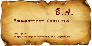 Baumgartner Asszunta névjegykártya